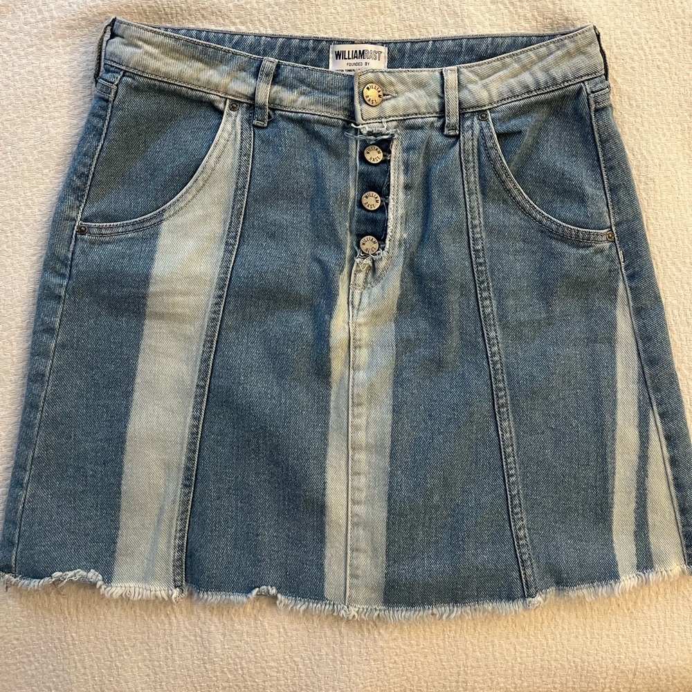 William Rast Distressed Button-Up Jean Skirt